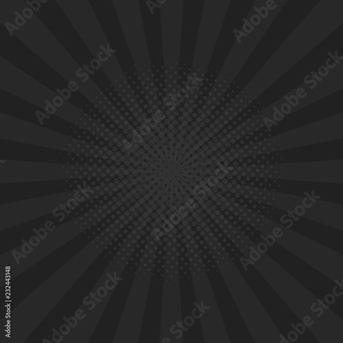 Bright black rays background. Comics, pop art style. Vector illustration