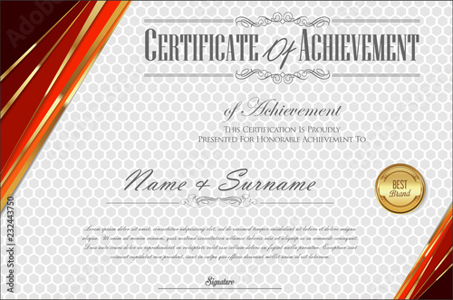 Certificate or diploma retro vintage template vector
