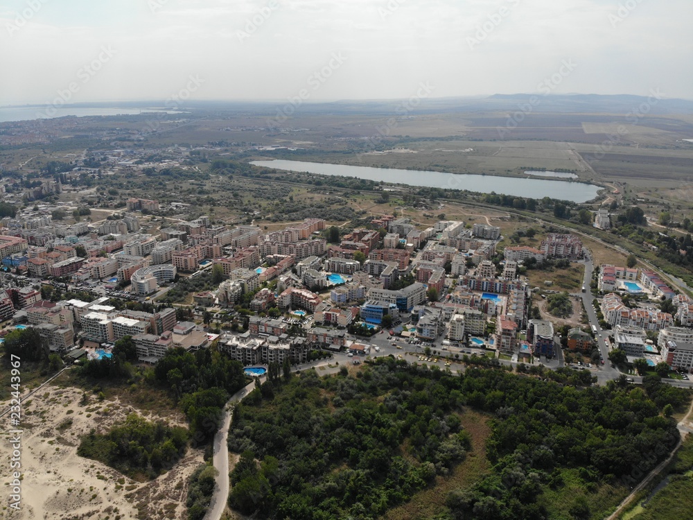 Bulgaria aerial photo of the beautiful hotel and city area of Sunny Beach near Nesebar