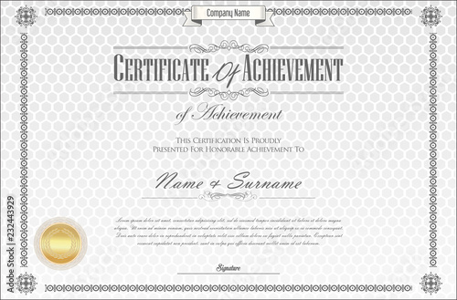 Certificate or diploma retro vintage template vector