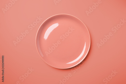 rose pastel plate on same colored background.