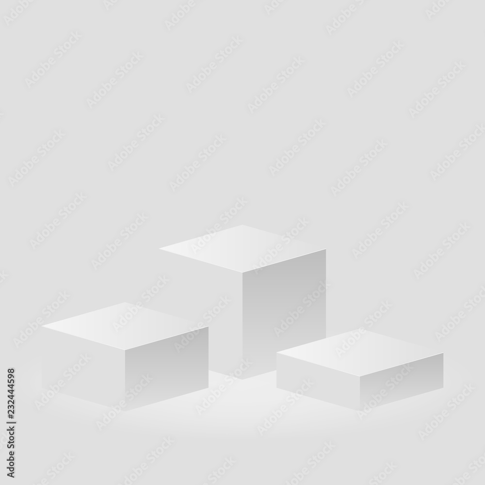 White winners podium. Blank pedestal. Vector illustration