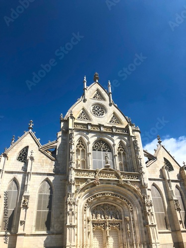 Facciata gotica della chiesa di Brou, Bourg-en-bresse, Francia