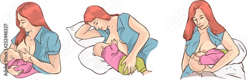 Illustration of a Woman  baby Breastfeeding techniques