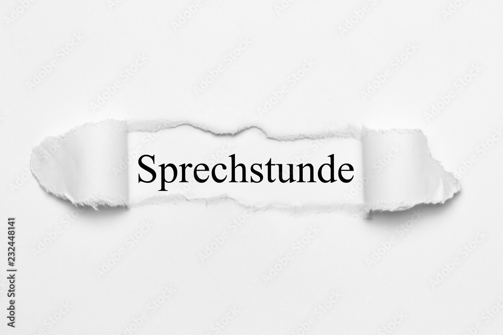 Sprechstunde auf weißen gerissenen Papier Sprechstunde auf weißen gerissenen Papier