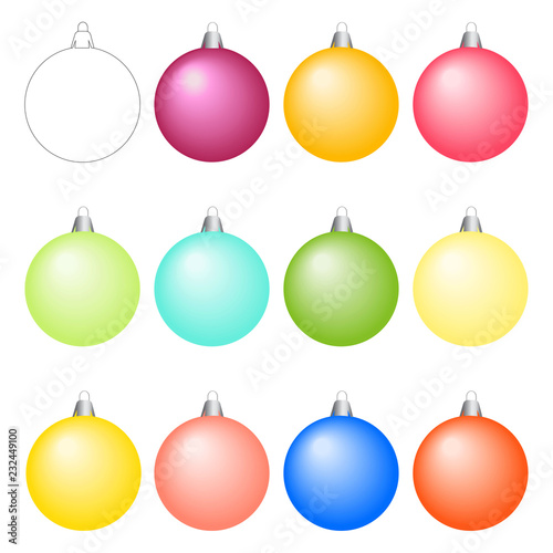 Vector set of christmas balls. Different colors