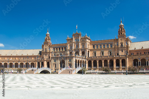 Plaza de Espana Palace in park of Maria Luisa in Seville Spain.