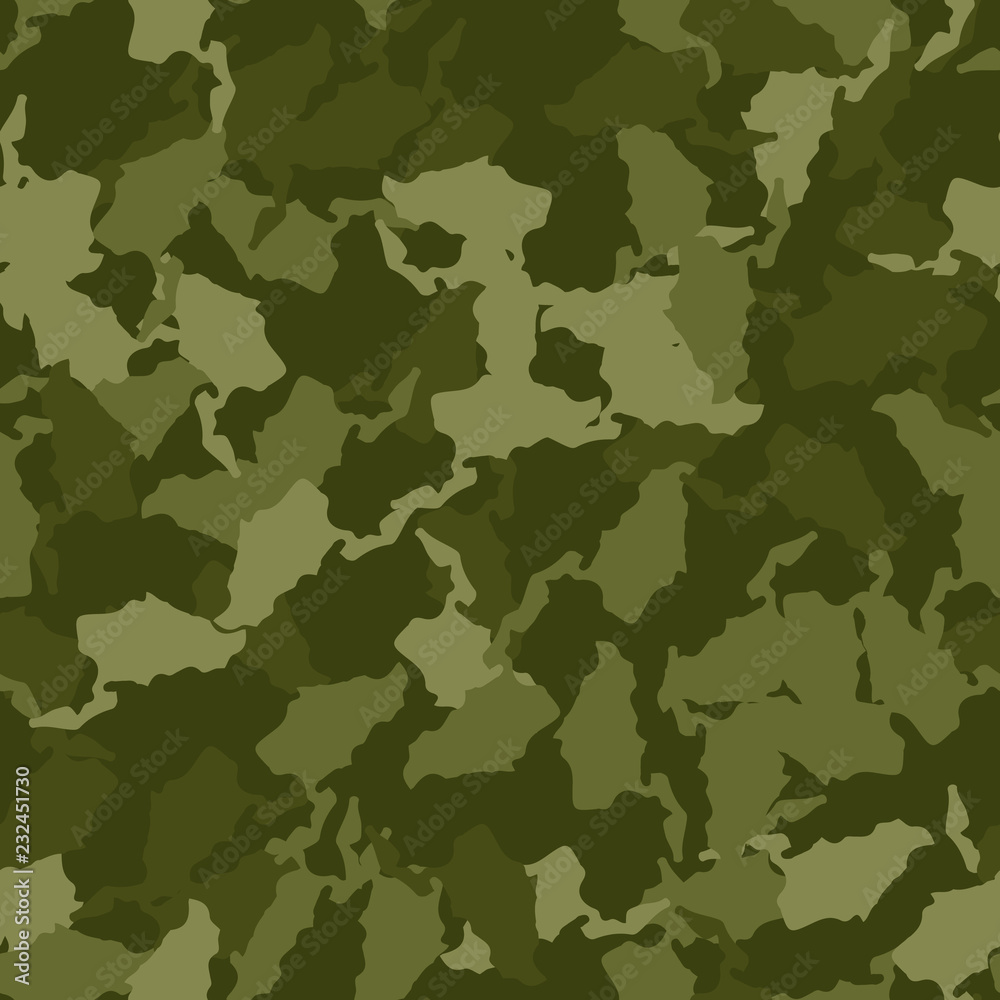 Military camouflage seamless pattern in different shades of green color