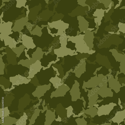 Military camouflage seamless pattern in different shades of green color