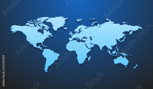 Vector illustration of world map mockup for infographics on the dark blue background