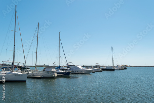 Mangalia  Constanta  Romania - July 7  2017  boats anchored at the Mangalia s harbor in Romania  Europe.