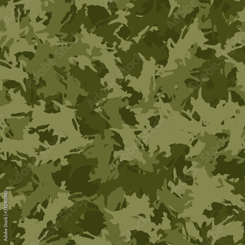 Military camouflage seamless pattern in different shades of green color