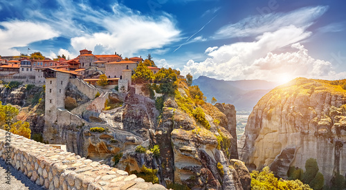 Great Monastery of Varlaam on the high rock in Meteora, Meteora monasteries, Greece Kalambaka. UNESCO World Heritage