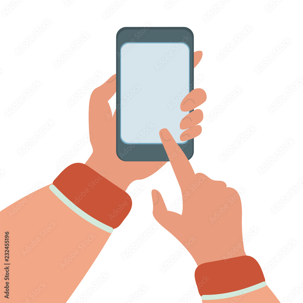 MOBILE PHONE Flat Vector Illustration Set About Internet Technology Smartphone in Hands