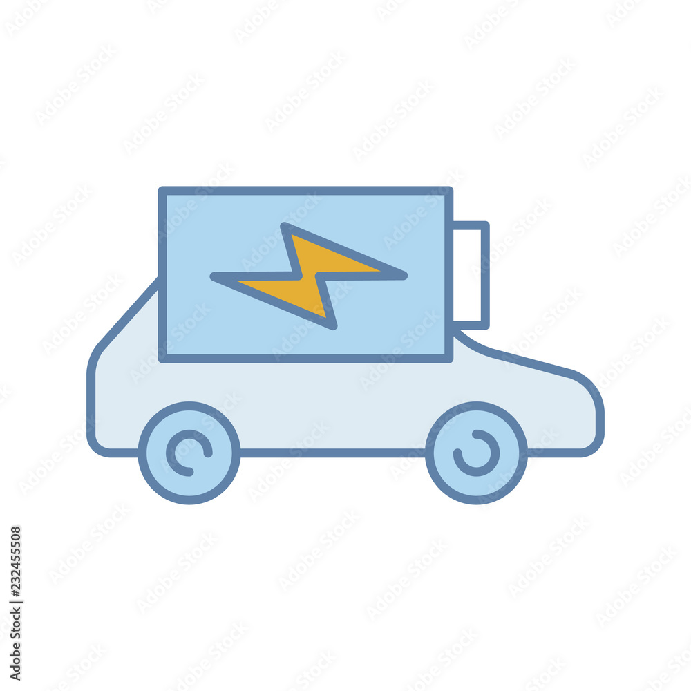 Electric car battery charging color icon Electric car battery charging color icon