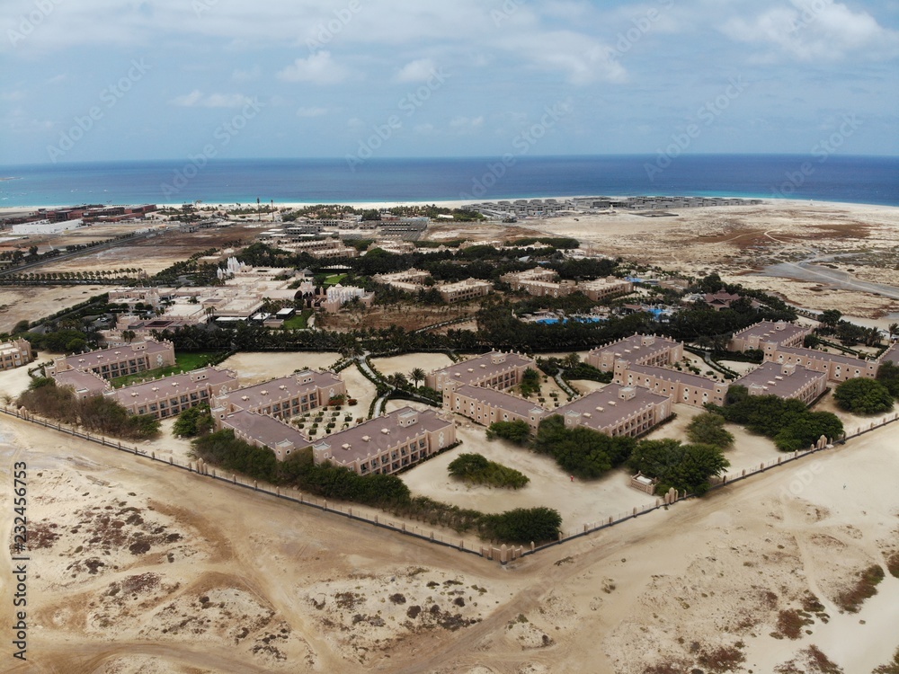 Cape Verde aerial view of the beautiful beaches at Santa Maria beach in Sal Island Cape Verde - Cabo Verde