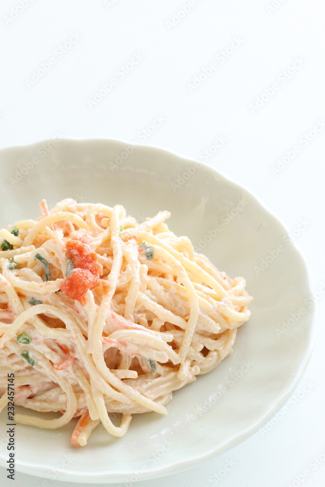 homemade Japanese style Mentaiko spaghetti salad