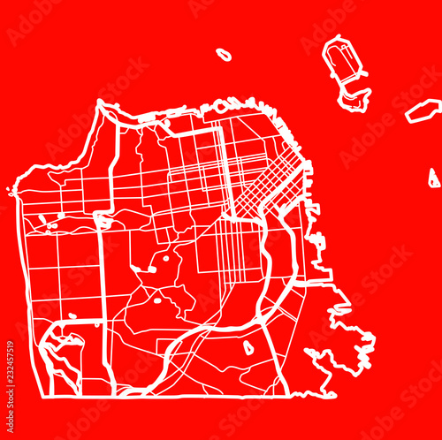 map of the San Francisco city in the style of flat design