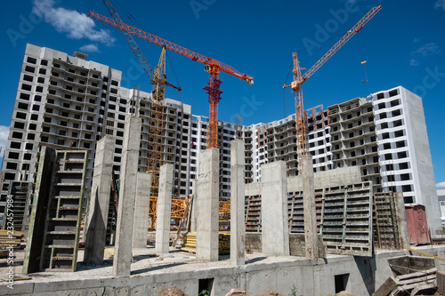 construction site of a high-rise building on a Sunny day