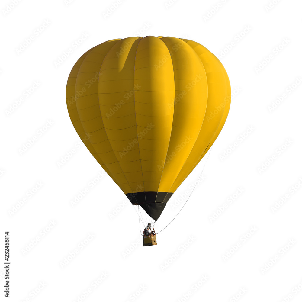Naklejka premium Yellow Hot air balloon isolated