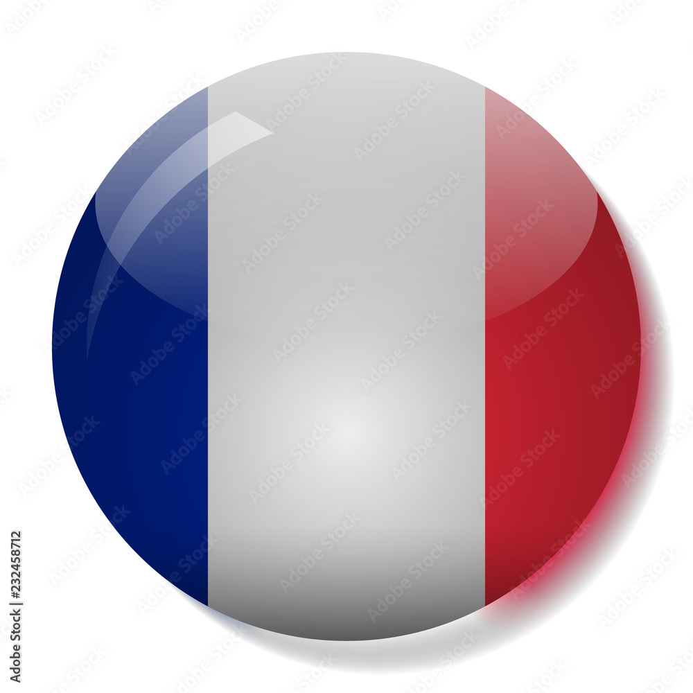 French flag glass button vector illustration French flag glass button vector illustration