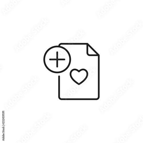 thin line add to wishlist icon on white background