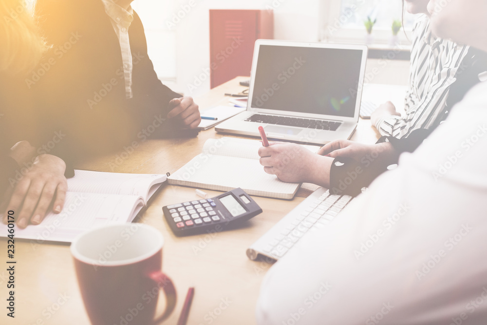 Fototapeta premium Taking notes with pen and pape, small business office