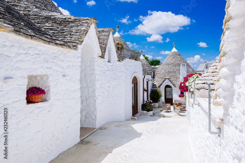 Alberobello's famous Trulli, the characteristic cone-roofed houses of the Itria Valley, Apulia, Southern Italy.