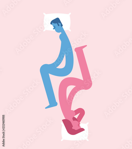 Lovers sleep. man and woman are sleeping. boyfriend and girlfriend sleeper. Couple asleep in pose
