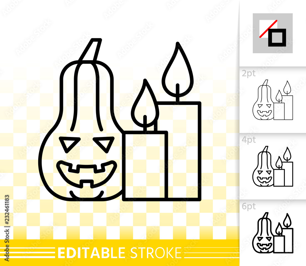 Halloween pumpkin simple black line vector icon