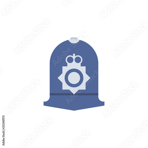 British policeman cap isolated. Long hat British police officer.