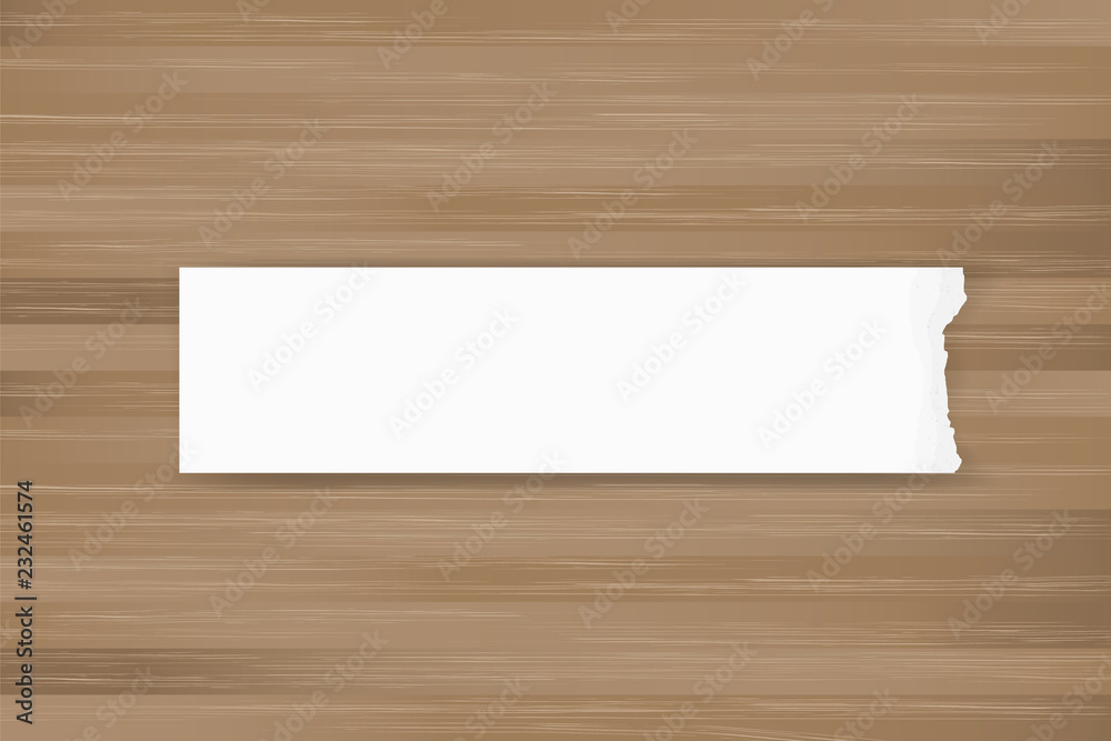 Ripped paper background on brown wood texture. Torn paper edge with area for copy space. Vector. Ripped paper background on brown wood texture. Torn paper edge with area for copy space. Vector.
