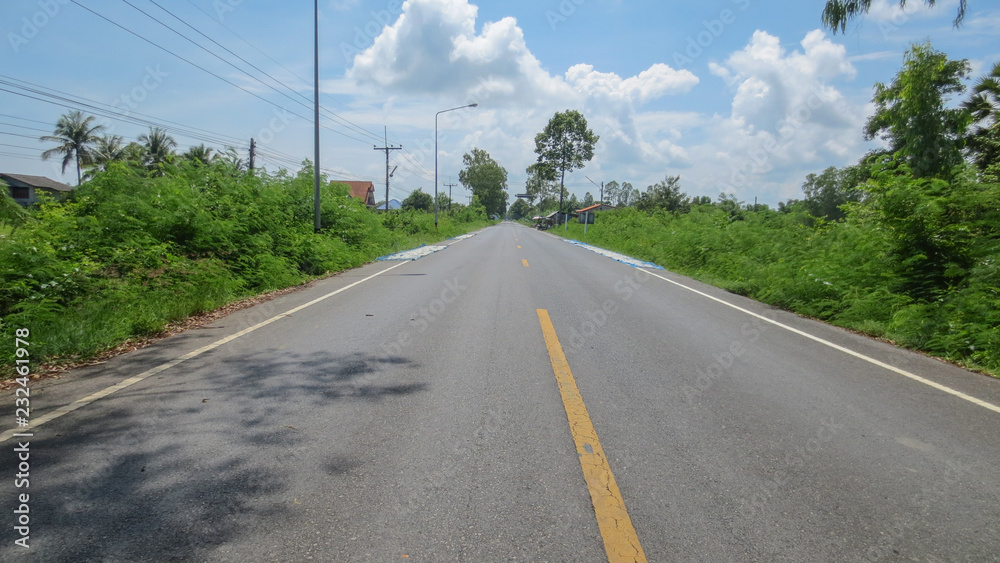 country concrete road at Phatthalung, Thailand