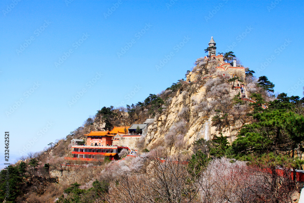 Fototapeta premium traditional Chinese style temple architecture landscape, Panshan Mountain scenic spot, china