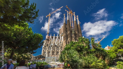 La Sagrada Familia timelapse hyperlapse - the impressive cathedral designed by Gaudi, Barcelona, Spain.