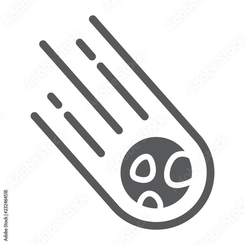 Asteroid glyph icon, space and meteor, meteorite sign, vector graphics, a solid pattern on a white background.