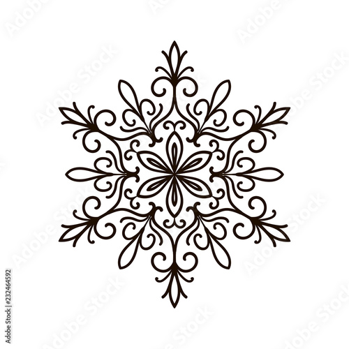 Vector illustration of a snowflake isolated on white