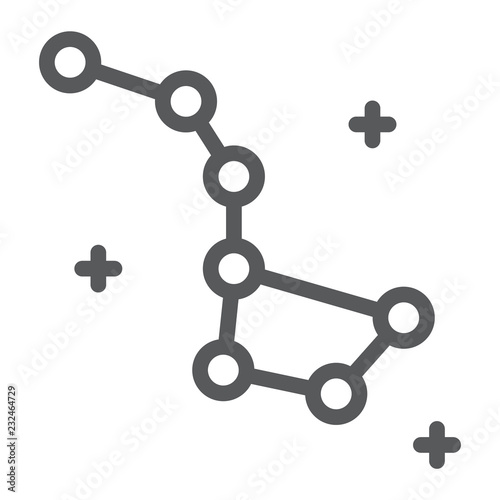 Constellation line icon, space and star, big dipper sign, vector graphics, a linear pattern on a white background.