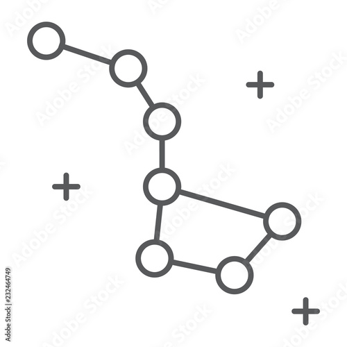 Constellation thin line icon, space and star, big dipper sign, vector graphics, a linear pattern on a white background.