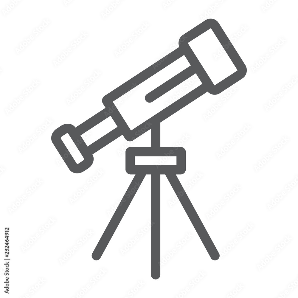 Telescope line icon, space and astronomy, magnify sign, vector graphics, a linear pattern on a white background. Telescope line icon, space and astronomy, magnify sign, vector graphics, a linear pattern on a white background.