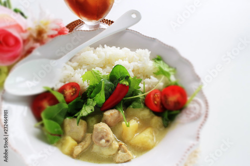 Homemade Thai cuisine, chicken green curry