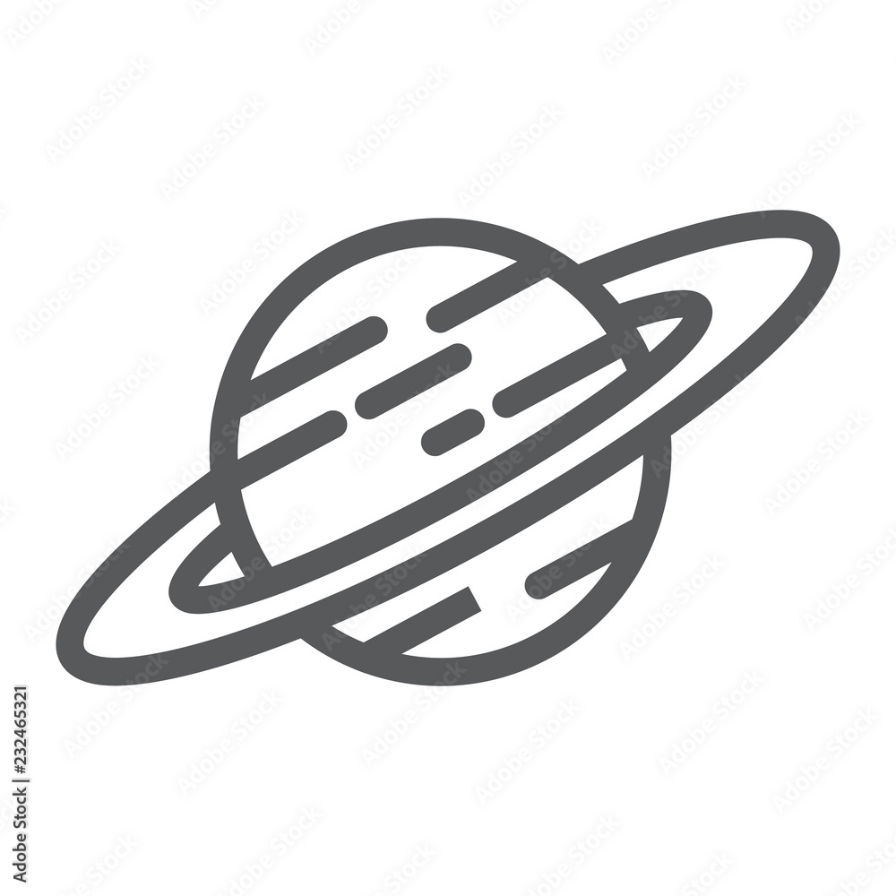Saturn line icon, astronomy and space, planet sign, vector graphics, a linear pattern on a white background. Saturn line icon, astronomy and space, planet sign, vector graphics, a linear pattern on a white background.