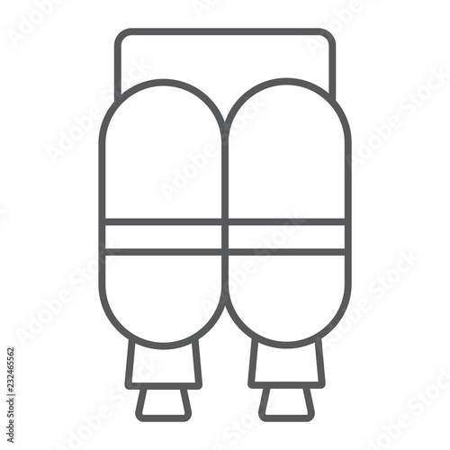 Jetpack thin line icon, astronomy and technology, space transport sign, vector graphics, a linear pattern on a white background.