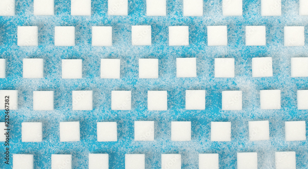 White sweet sugar cubes seamless pattern