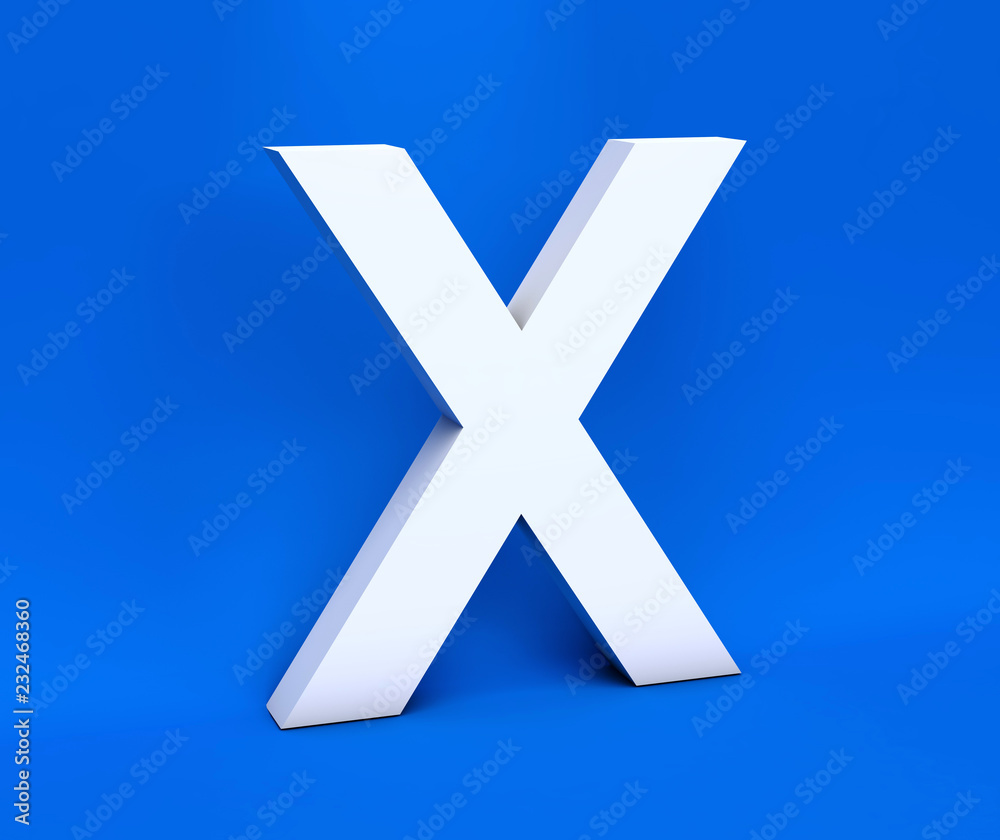 Obraz premium White symbol X on a blue background. 3D Render