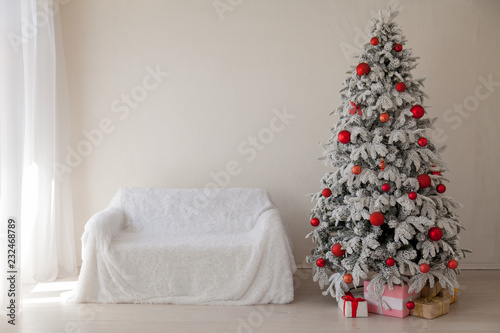 Christmas presents new year holidays Christmas tree red white