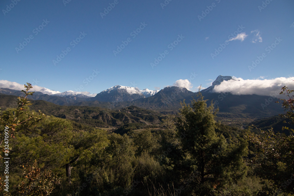 landscape of mountains and blue sky