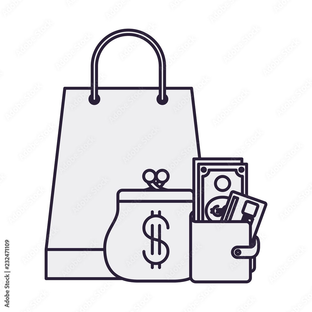 shopping bag with wallet