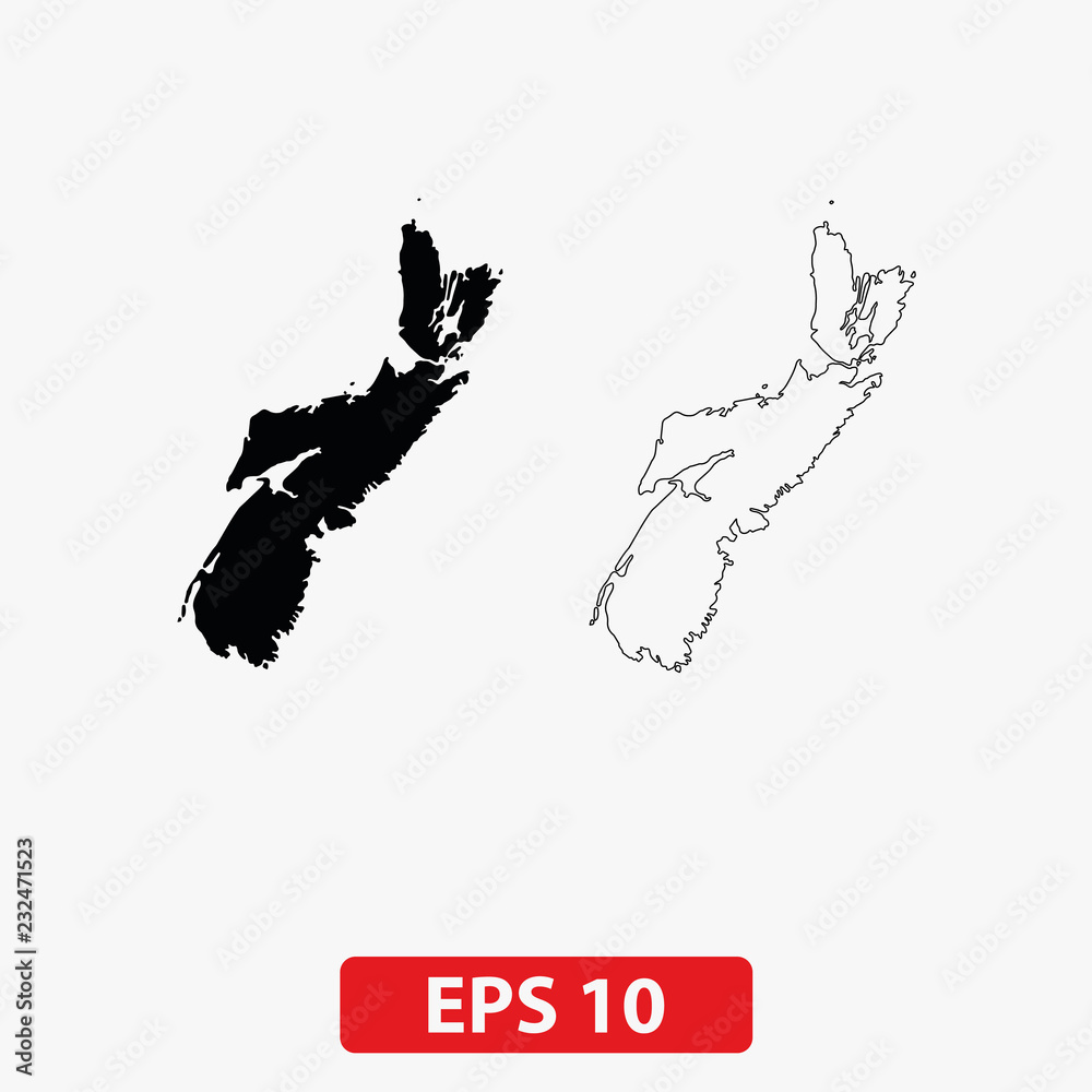 Map of Nova Scotia, Canada. Vector