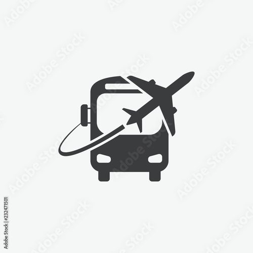 Airport Bus Shuttle Vector Icon